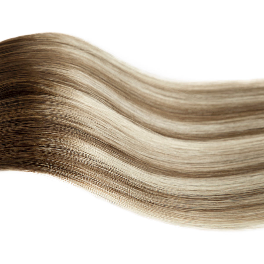 #2TP8/60 Dark Brown to Beige-Platinum Balayage hair color swatch
