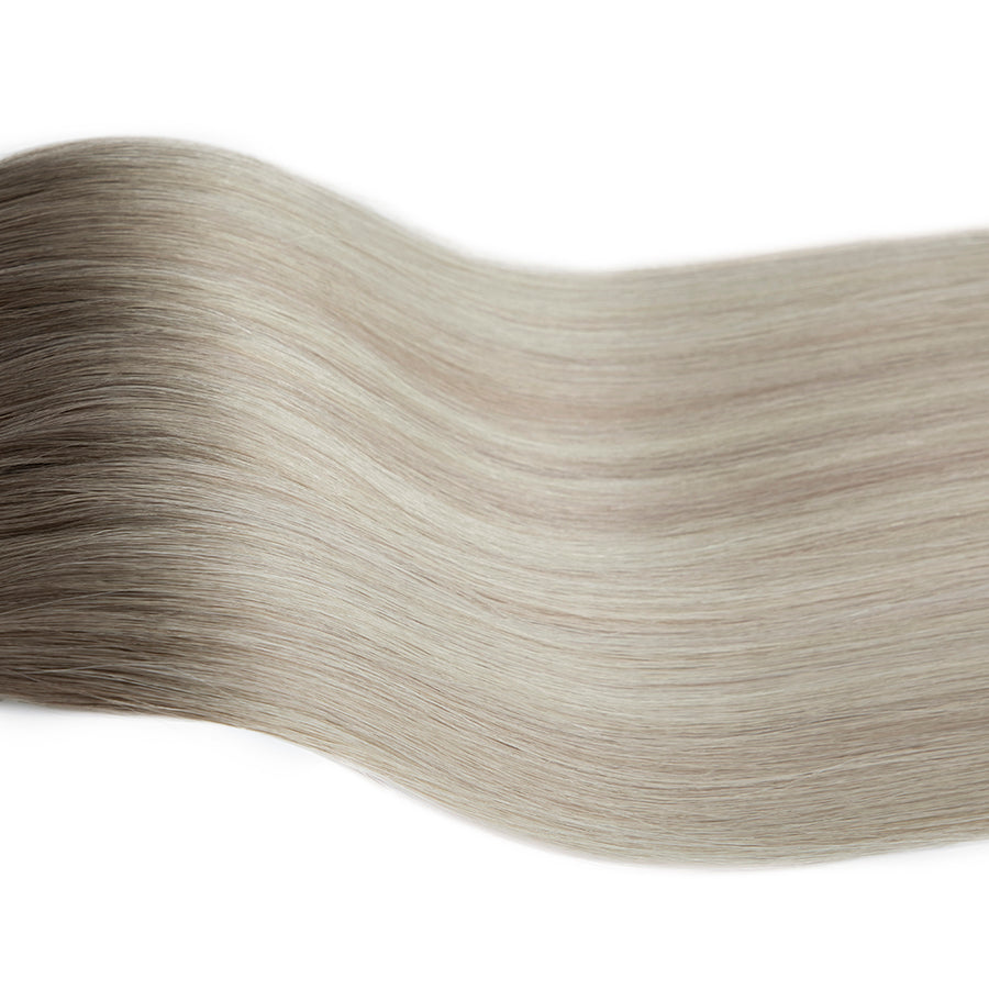 #5ATP18B/62 Ash Brown to Silver-Pearl Blonde Balayage hair color swatch