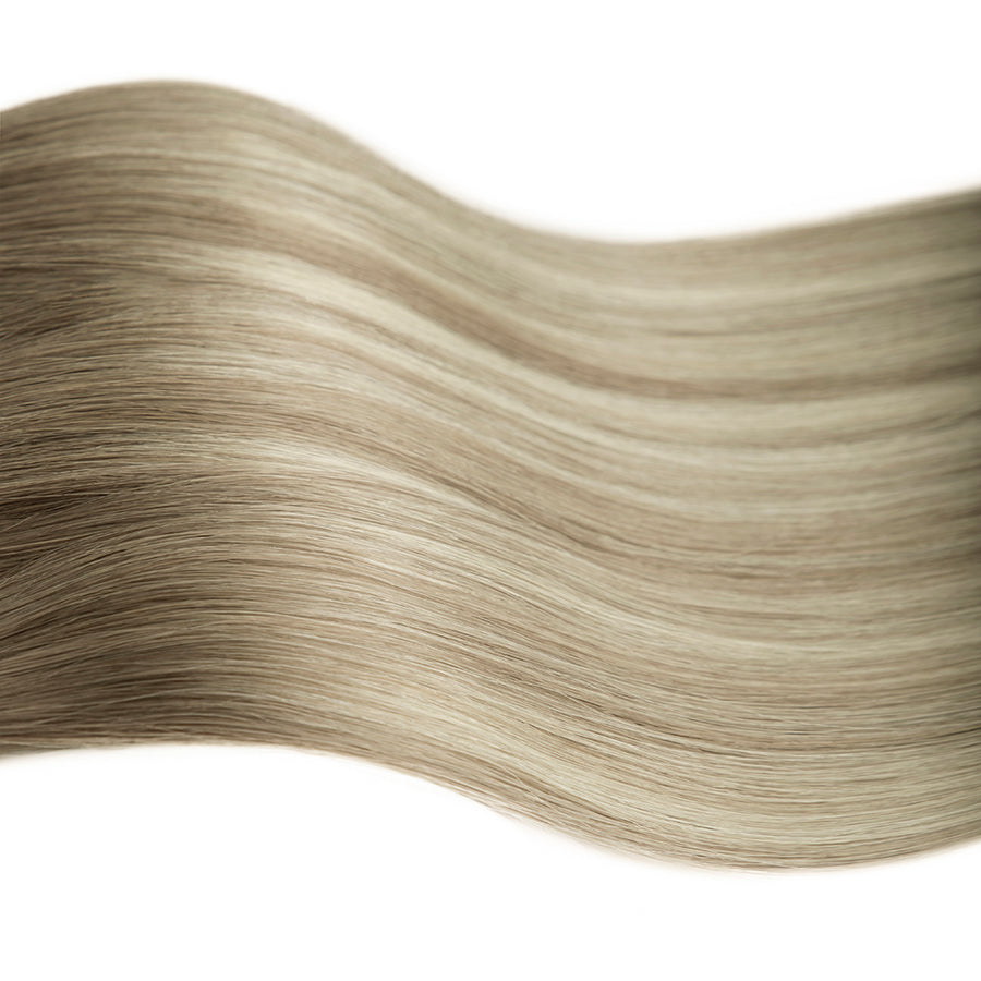 #5ATP9A/60 Ash Brown to Platinum Blonde Balayage hair color swatch